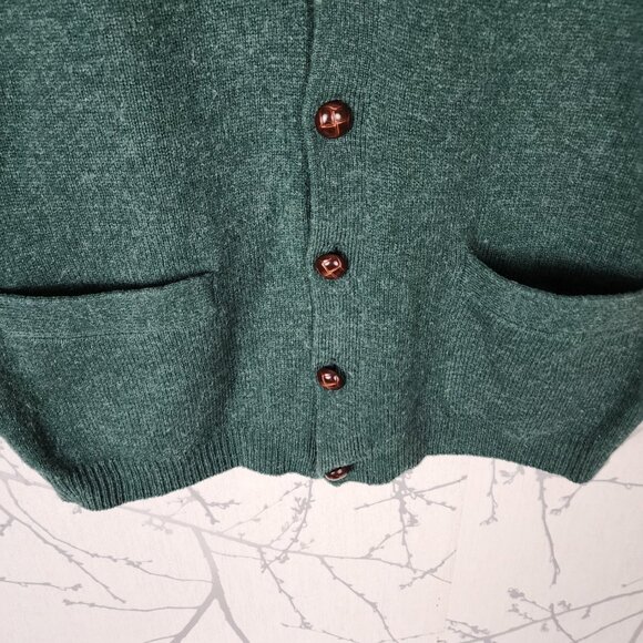 Hunt Club VTG Green 100% Lambswool Button Front Cardigan - Picture 2 of 4